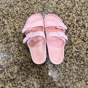 Cat & Jack Pink Double Strap Slide Sandals Kids Size 7/8 Adjustable Buckle
